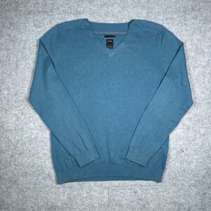 Oakley Sweater Mens Large Blue Icon Urban Utility V-Neck Pullover Gorpcore Y2K
